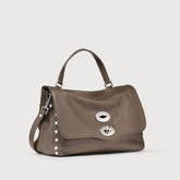 POSTINA® SMALL BAG IN HAMMERED LEATHER GREY NOSTALGIA CANAGLIA - Shoulder Bags | Zanellato