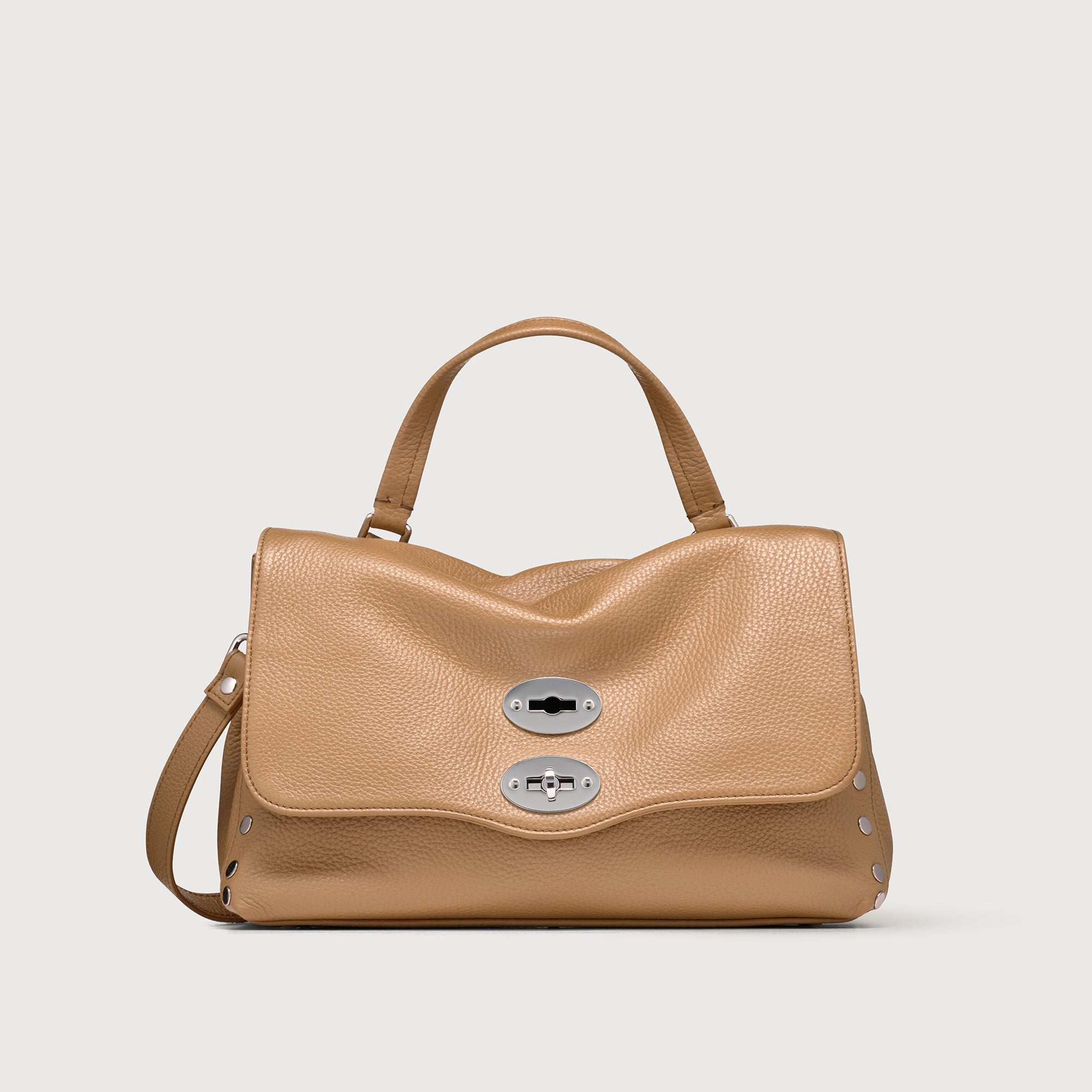 BORSA POSTINA® SMALL IN PELLE MARTELLATA BROWN CAPPUCCINO Zanellato