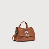 BORSA POSTINA® BABY IN PELLE MARTELLATA BROWN CANALETTO - Postina® | Zanellato