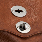 SMALL POSTINA® BAG IN HAMMERED LEATHER BROWN CANALETTO - Brown Canaletto | Zanellato