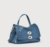 BORSA POSTINA® SMALL IN PELLE MARTELLATA BLUE PAVON - Borse Autunno Inverno | Zanellato