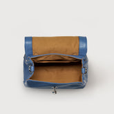 POSTINA® BABY BAG IN HAMMERED LEATHER, BLUE ELBA ISLAND | Zanellato