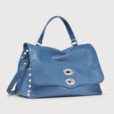 POSTINA® MEDIUM BAG IN HAMMERED LEATHER, BLUE ELBA ISLAND - Spring-Summer Bags | Zanellato
