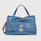 BORSA POSTINA® MEDIUM IN PELLE MARTELLATA BLUE ISOLA D'ELBA - Spring-Summer Bags | Zanellato