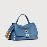 POSTINA® SMALL BAG IN HAMMERED LEATHER, BLUE ELBA ISLAND - Spring-Summer Bags | Zanellato