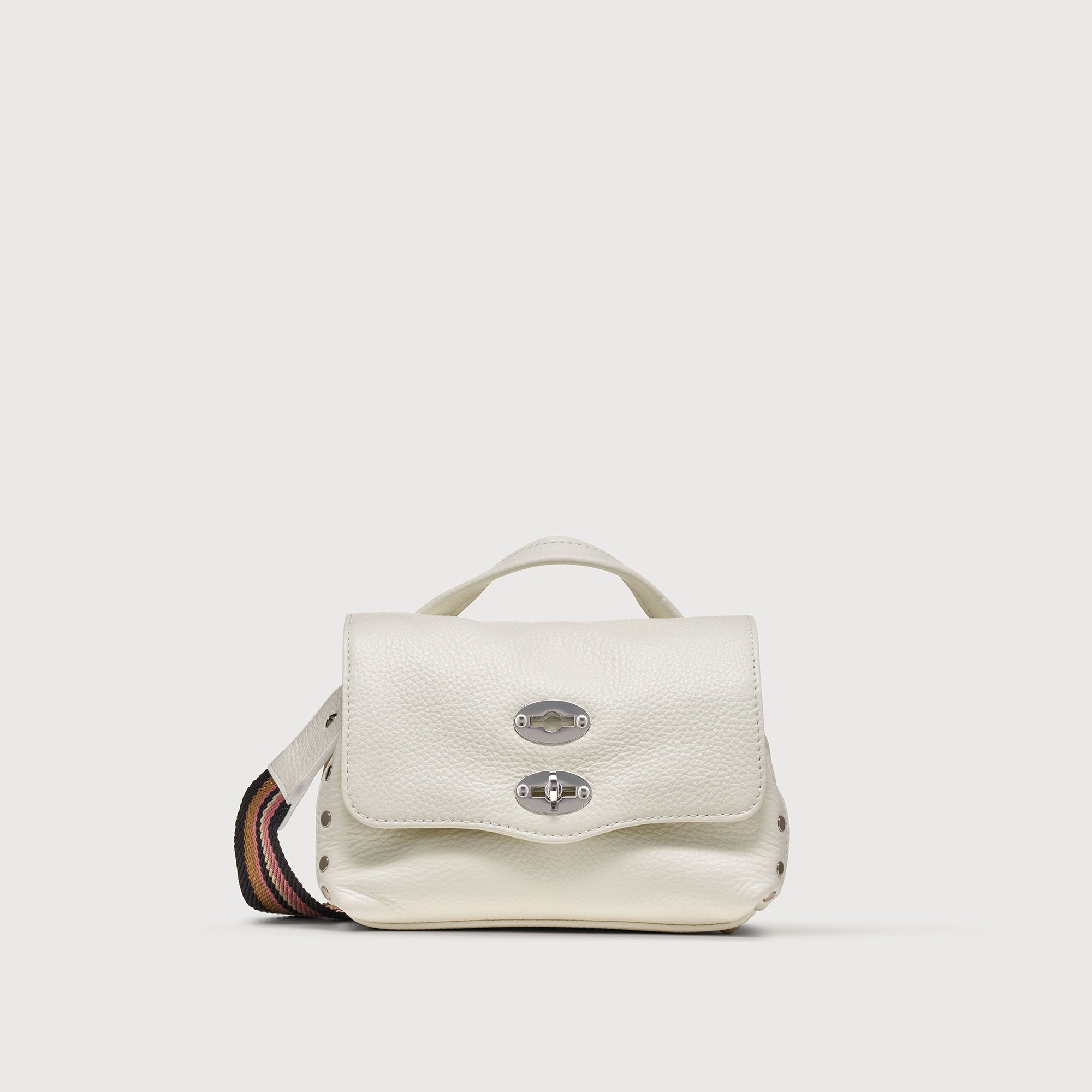 BABY POSTINA® MESSENGER BAG IN TUMBLED LEATHER BIANCO LATTE