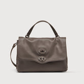 SMALL POSTINA® BAG IN SMOOTH BROWN GIANDUIOTTO LEATHER - Smooth Leather Bags | Zanellato