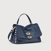 POSTINA® SMALL BAG IN CACTUS BLUE GLASS BLOWN LEATHER | Zanellato