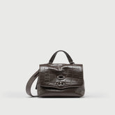 POSTINA® BABY IN BROWN ESPRESSO PRINTED LEATHER - FOULARD 70 LINE | Zanellato
