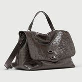 POSTINA® M IN BROWN ESPRESSO PRINTED LEATHER - FOULARD 70 LINE | Zanellato