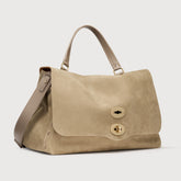 BORSA POSTINA® MEDIUM IN PELLE NABUK GREY VOLTOLINA - Borse Autunno Inverno | Zanellato