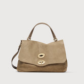 SMALL POSTINA® MESSENGER BAG IN NUBUCK LEATHER GREY VOLTOLINA - Nubuck Leather Bags | Zanellato