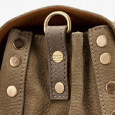 SMALL POSTINA® MESSENGER BAG IN NUBUCK LEATHER GREY VOLTOLINA | Zanellato