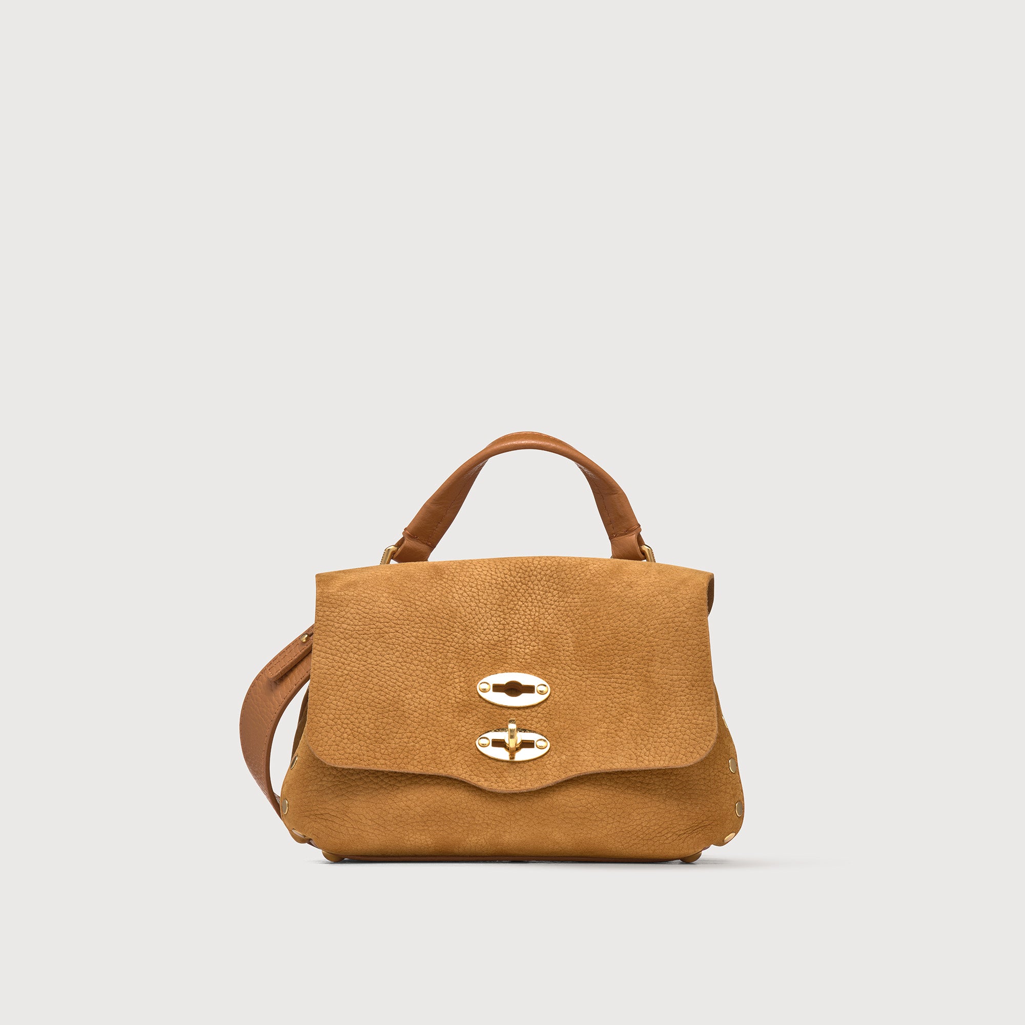 BABY POSTINA® MESSENGER BAG IN NUBUCK LEATHER BROWN BRANDY | Zanellato 