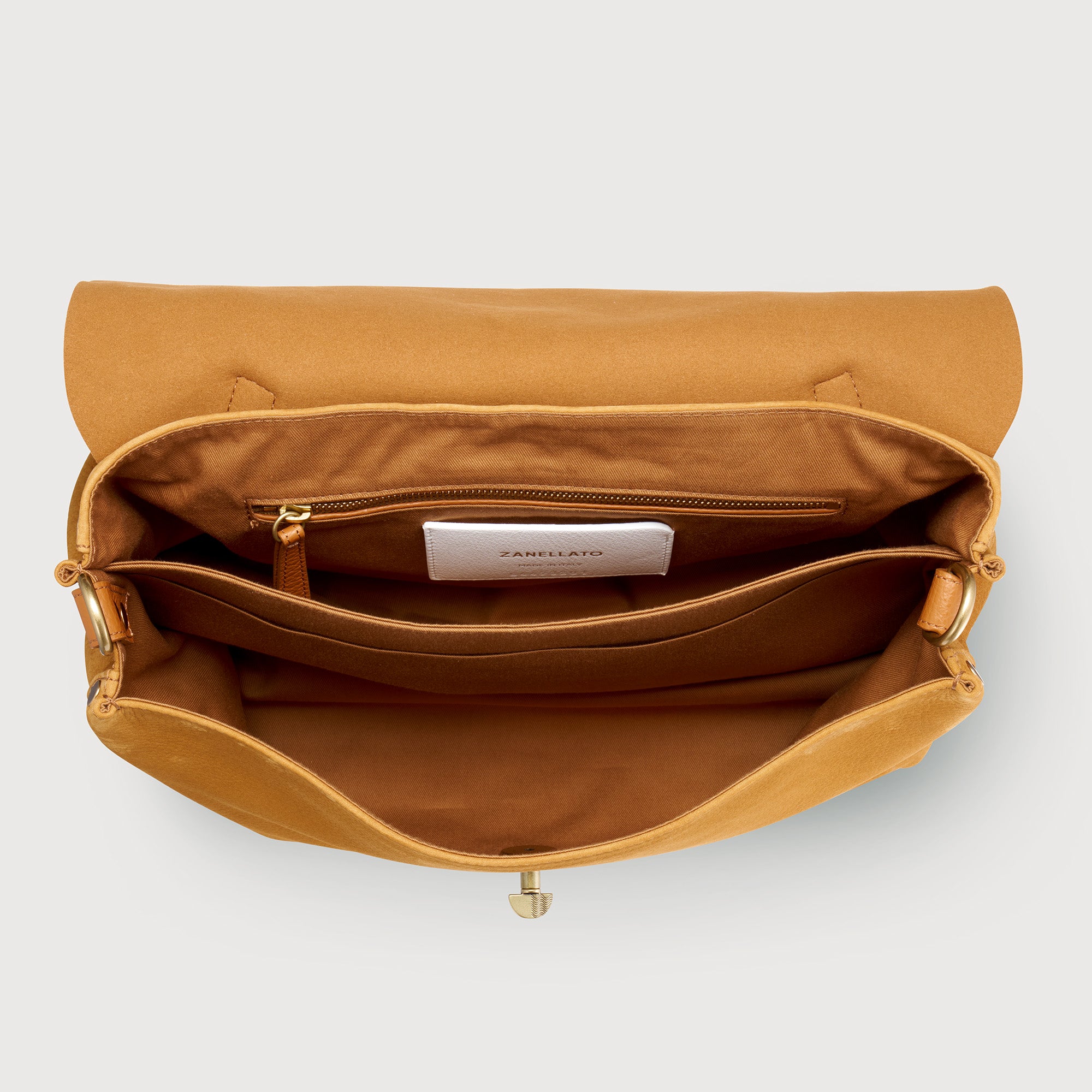 MEDIUM POSTINA® MESSENGER BAG IN NUBUCK LEATHER BROWN BRANDY MEDIUM POSTINA® MESSENGER BAG IN NUBUCK LEATHER BROWN BRANDY