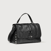 SMALL POSTINA® BAG IN PLEATED LEATHER BLACK LAZZARONE - Fall Winter Bags | Zanellato