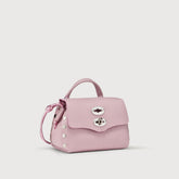 POSTINA® SUPER BABY BAG IN IMPERIAL PINK HAMMERED LEATHER - Laminated Leather Bags | Zanellato
