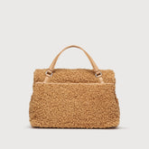SMALL POSTINA® MESSENGER BAG IN TEDDY FUR BROWN TEDDY | Zanellato