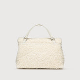 SMALL POSTINA® MESSENGER BAG IN TEDDY FUR WHITE MERINOS | Zanellato