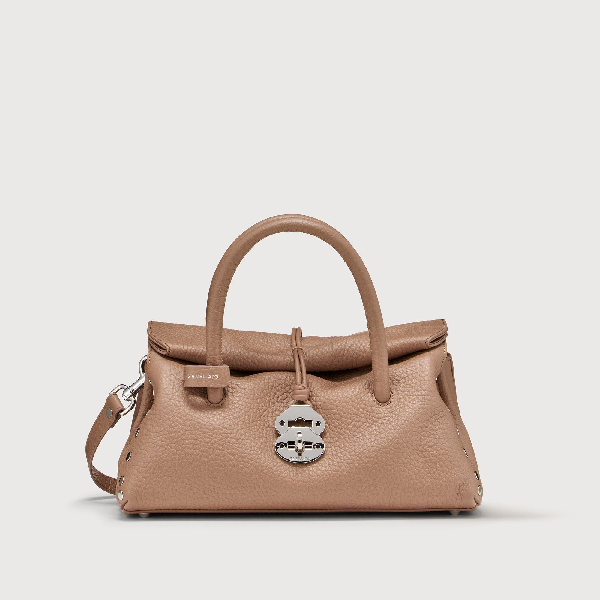 DOTTA® SMALL BAG IN TUMBLED LEATHER BLACK NERO | Zanellato