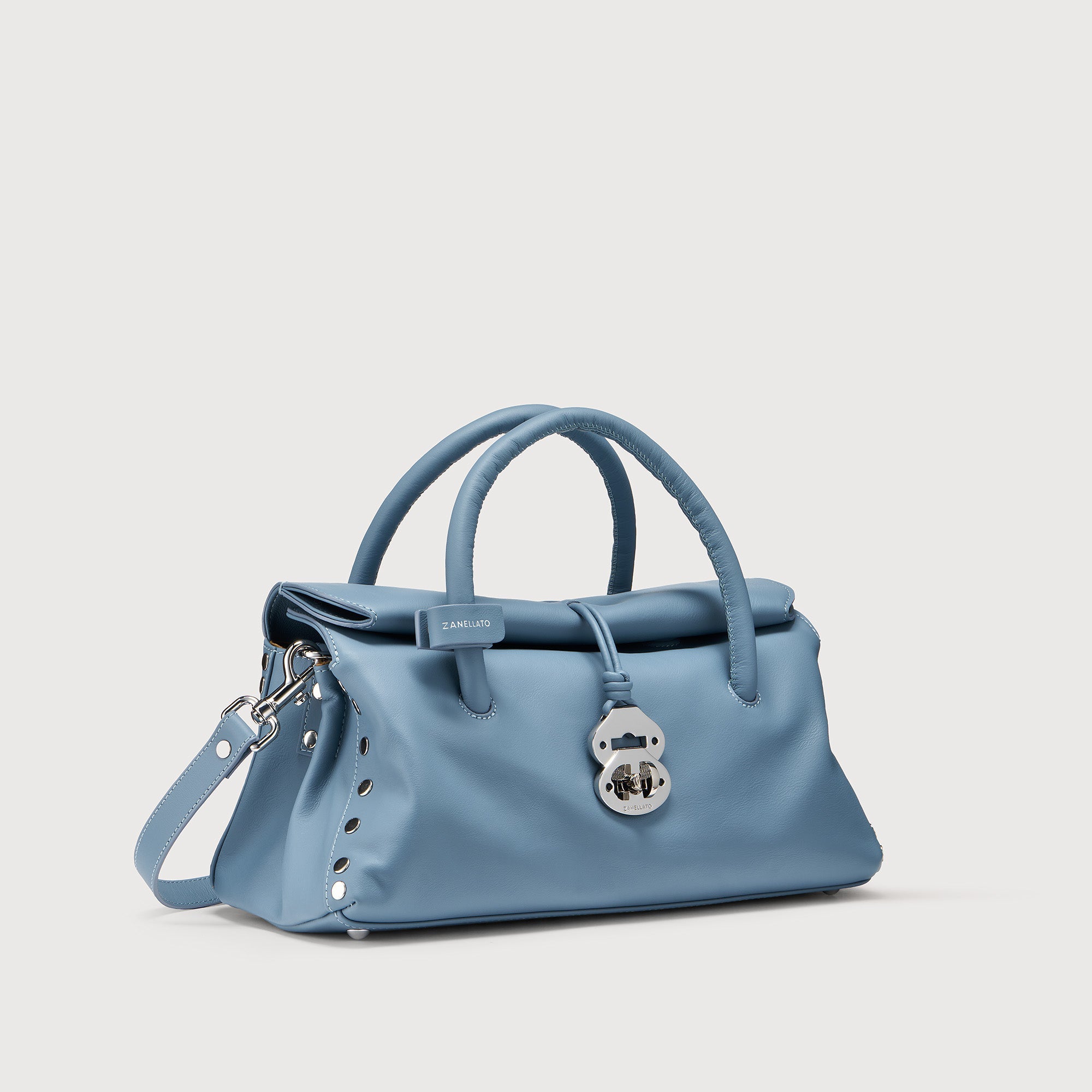 DOTTA® SMALL IN SMOOTH LEATHER BAG BLUE ZELANTE | Zanellato