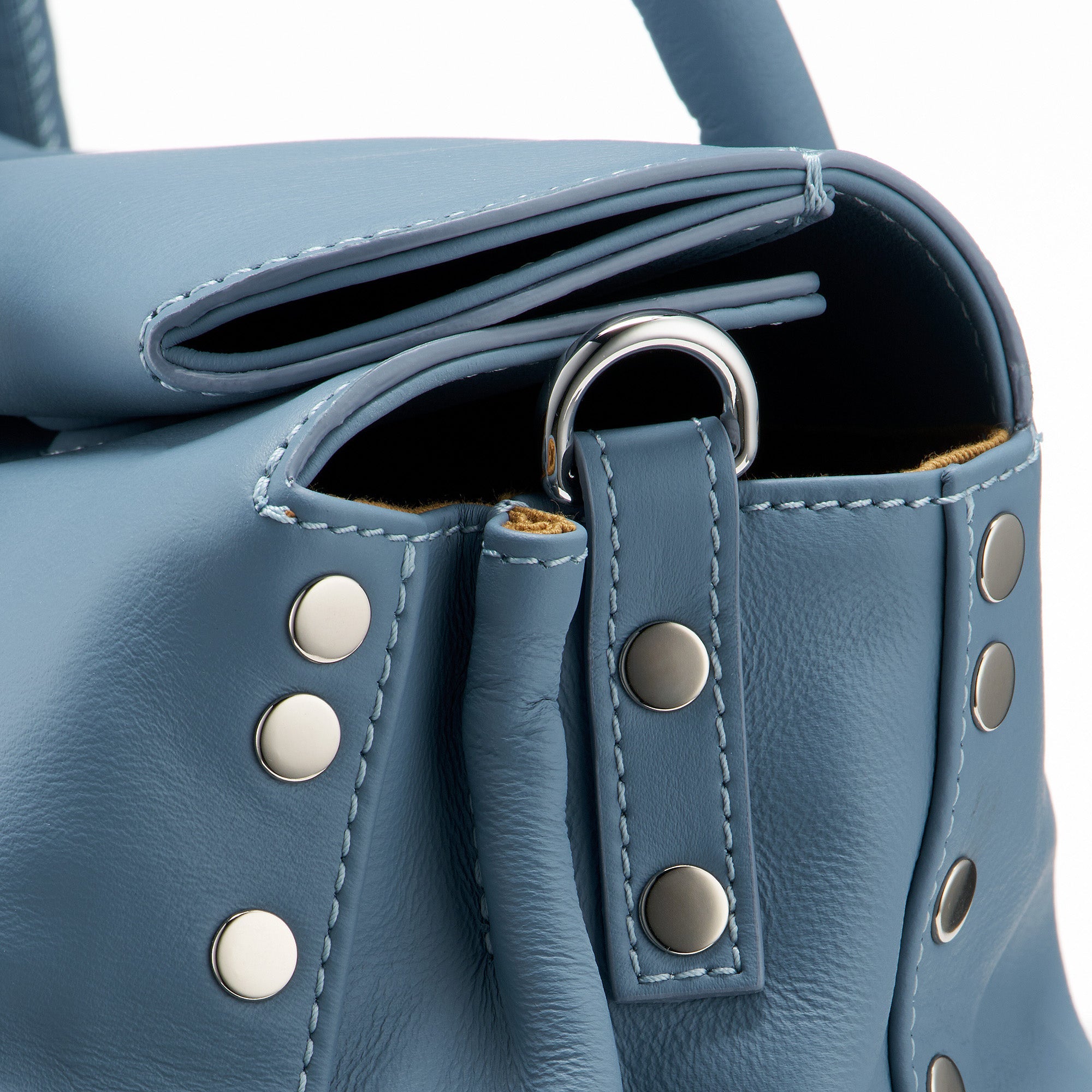 DOTTA® SMALL IN SMOOTH LEATHER BAG BLUE ZELANTE | Zanellato