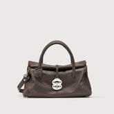 DOTTA® SMALL BAG IN SMOOTH BROWN GIANDUIOTTO LEATHER - Smooth Leather Bags | Zanellato