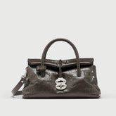 DOTTA® S IN BROWN ESPRESSO PRINTED LEATHER - FOULARD 70 LINE | Zanellato