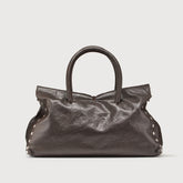 EXTRA LARGE  DOTTA® BAG IN SMOOTH LEATHER BROWN CARBONE - Brown Carbone | Zanellato