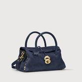 BORSA DOTTA® SMALL IN PELLE ZASHMERE® & CACTUS BLUE SIDERALE - Suede | Zanellato