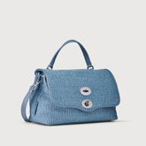 BORSA POSTINA® SMALL IN VIMINI BLUE ADRIATICO - Borse Primavera Estate | Zanellato