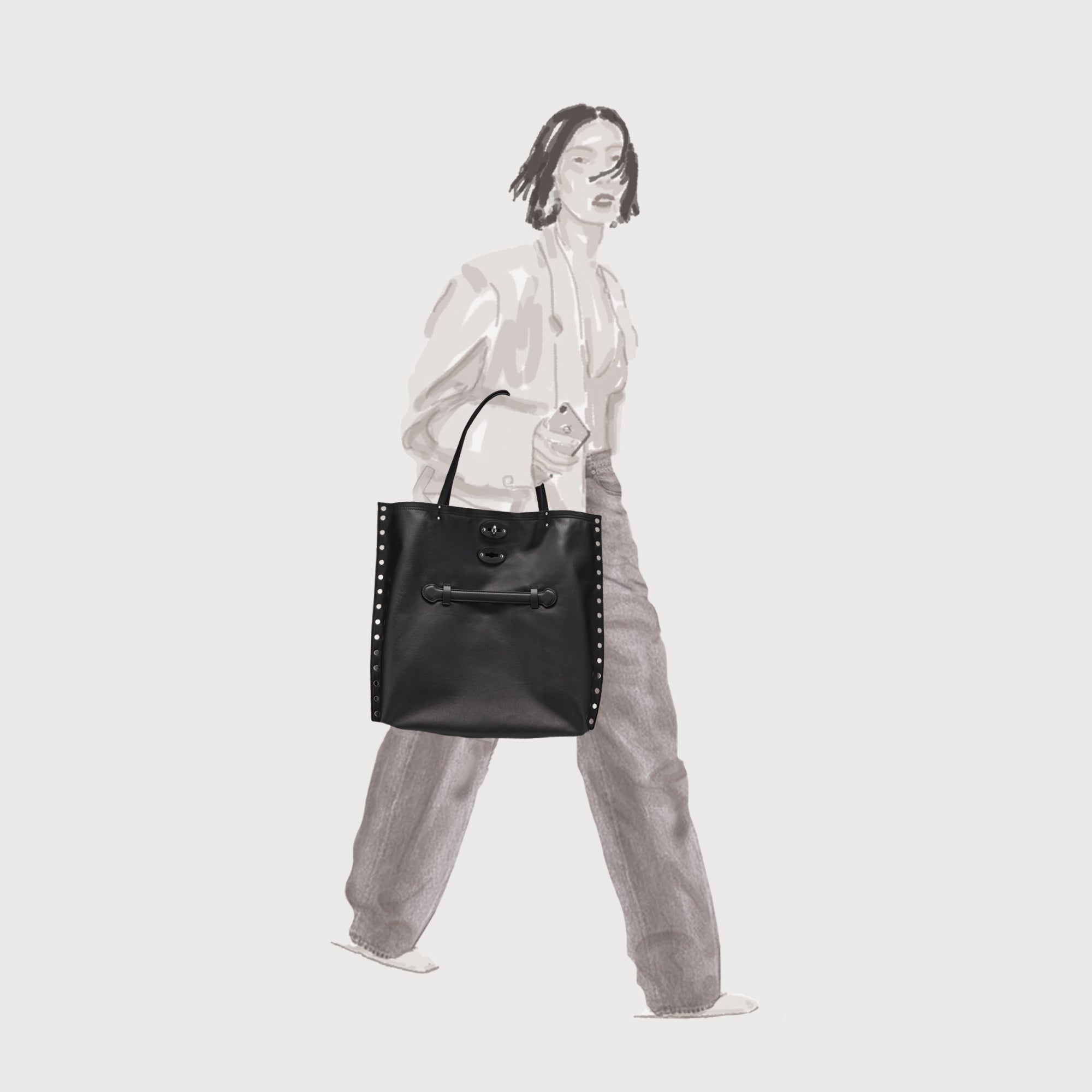 A'SPASSO® MEDIUM BAG AMORETTO BLACK ETNA | Zanellato