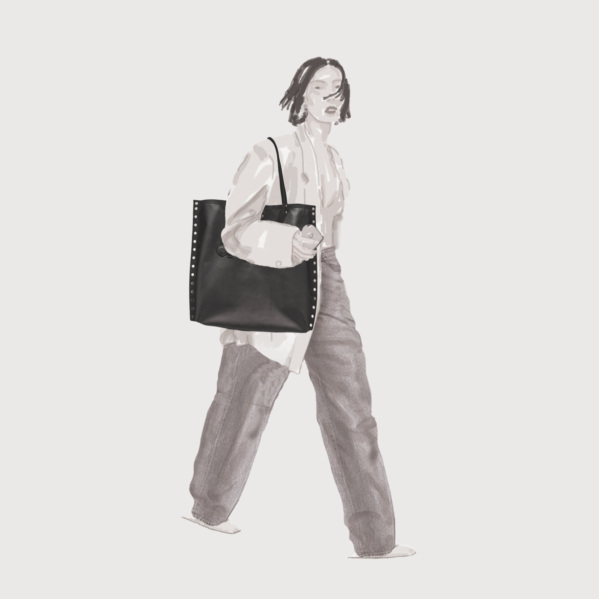 BORSA A' SPASSO® MEDIUM IN PELLE LISCIA BLACK LAVAGNA | Zanellato